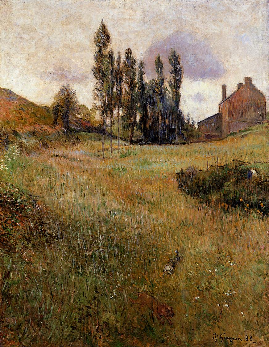 Dogs Running through a Field - Paul Gauguin Painting